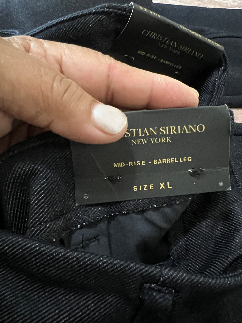 Christian Siriano Dark Navy•mid-rise •barrel Leg Trousers - Picture 5 of 5